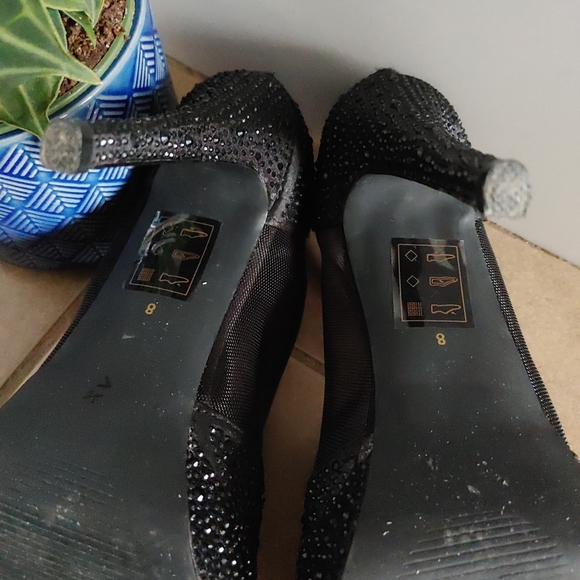 Le chateau | Black sparkly rhinestone & mesh women's high heels - Picture 8 of 9
